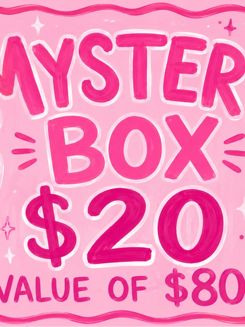 Mystery Box variety of kids and adult clothes, toys, and skincare products